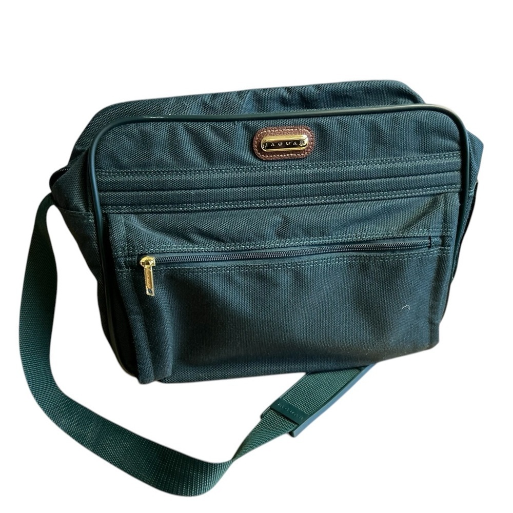 Vintage Jaguar Green Canvas Shoulder Bag Weekender Travel‎ Bag